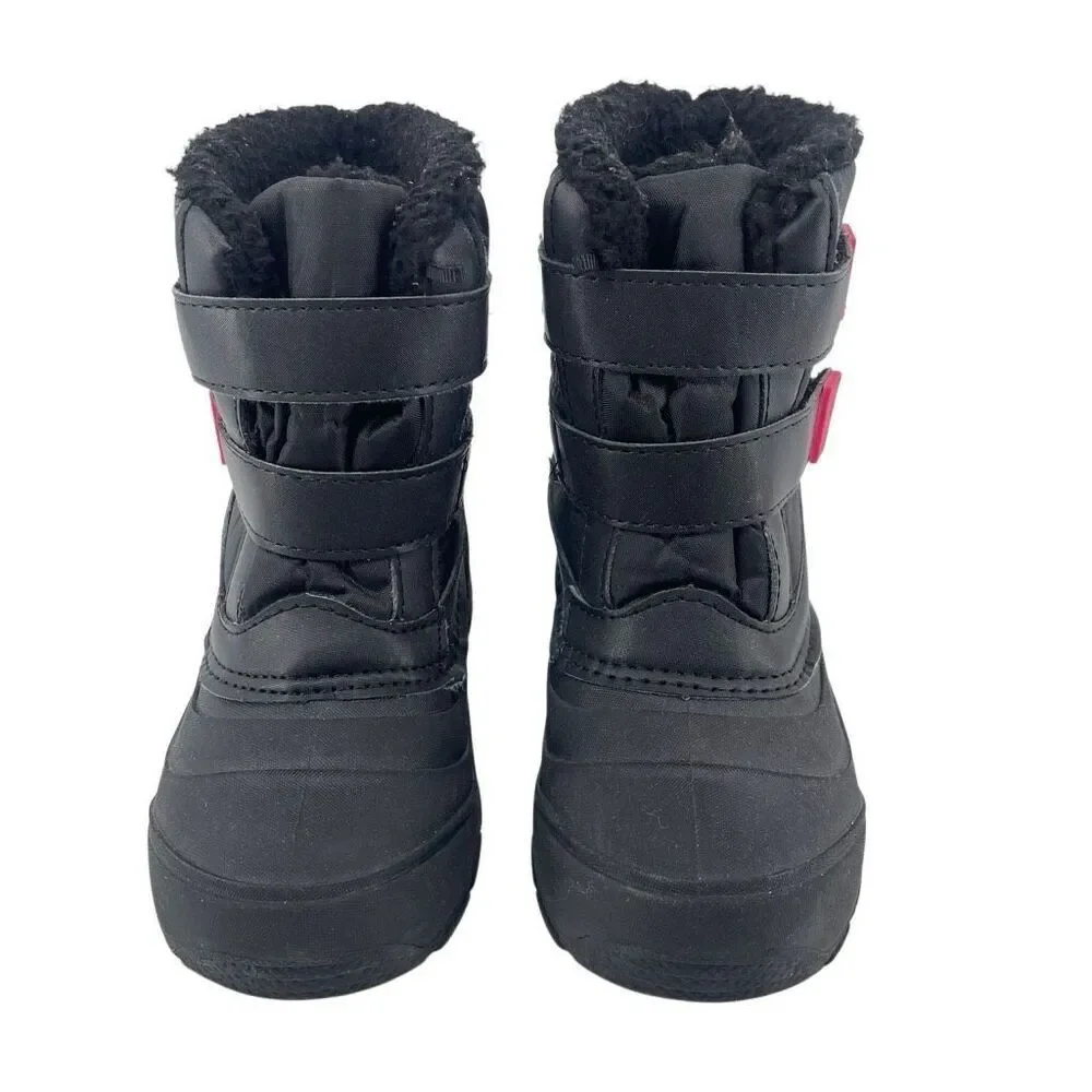 Wonder Nation Girls Black Pink Winter Boots Water Resistant Sherpa Lined Size 12